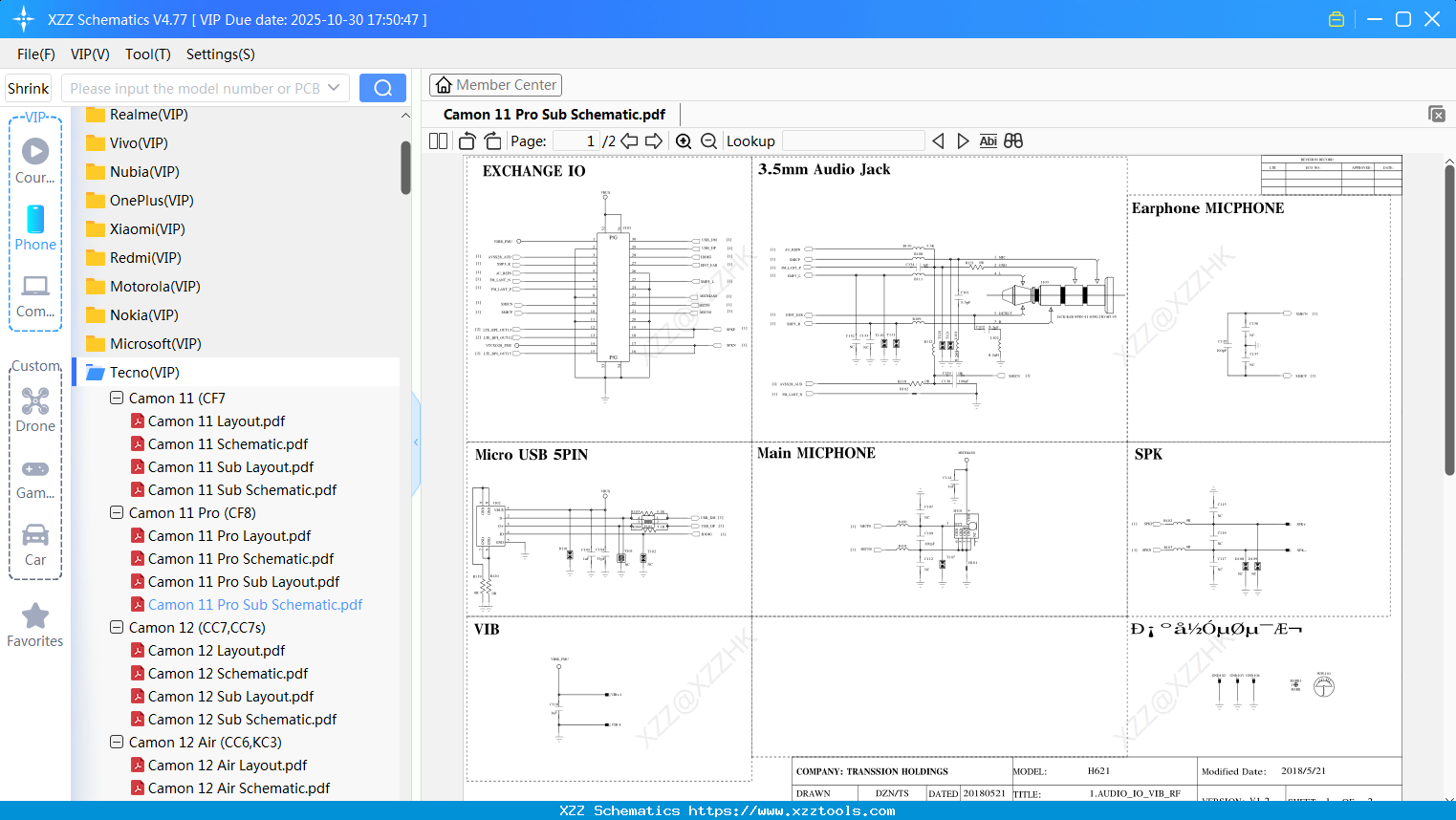 Tecno Camon 11 Pro Sub Schematic